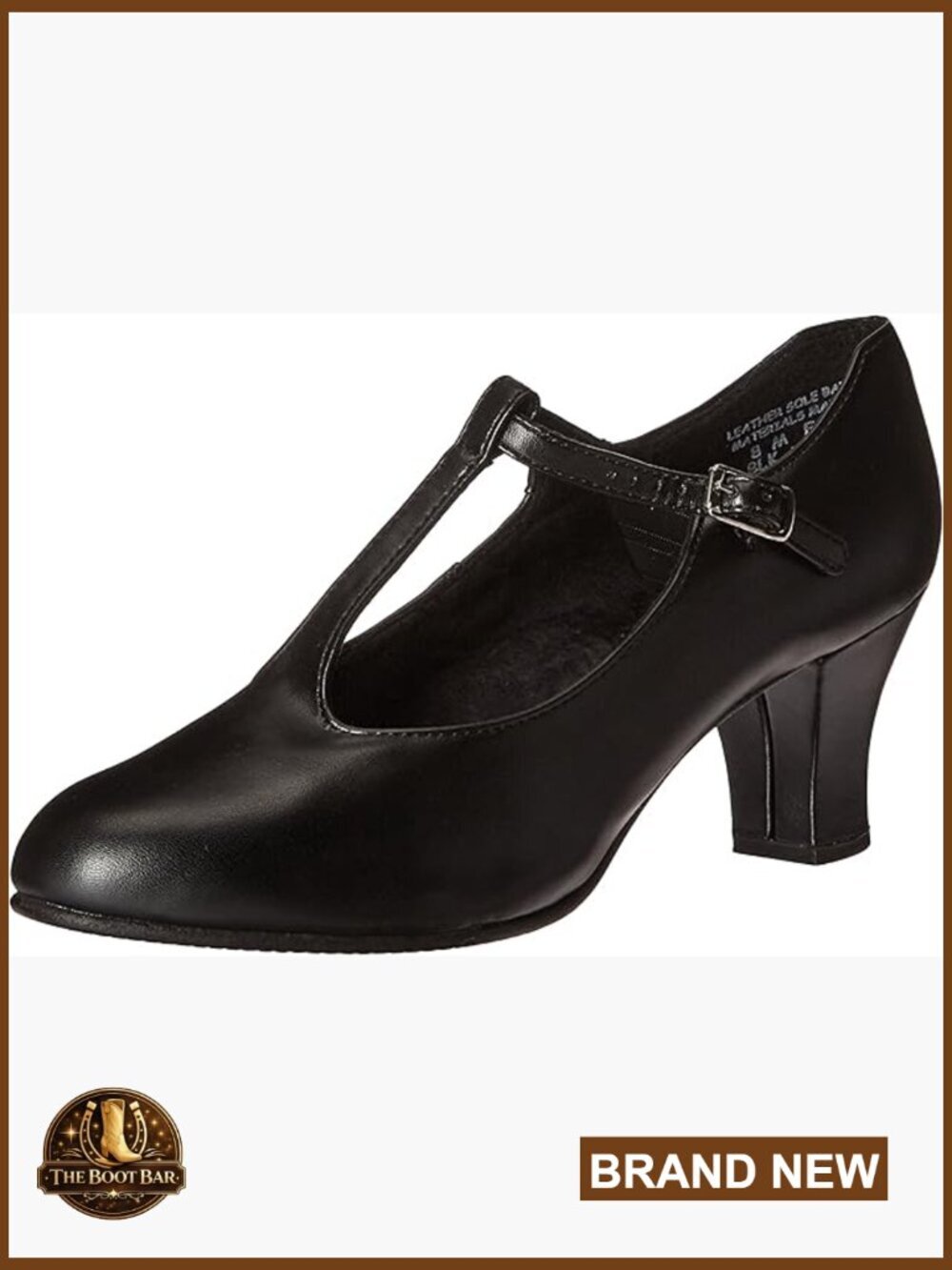 Women's Dance Shoes T-Strap 2" Heel Leather Sole Ballet Character